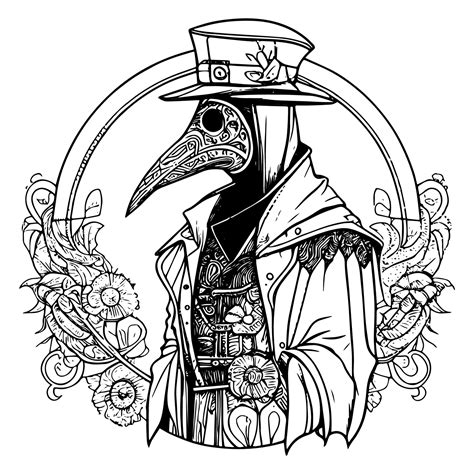 Black Plague Doctor Mask Drawing