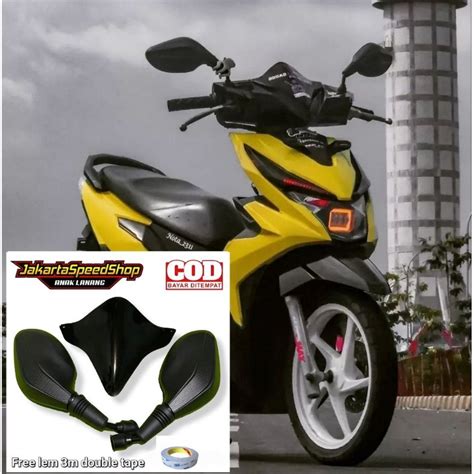 Jual Paketan Kaca Spion Click Hitam Polos Plus Visor Variasi All New