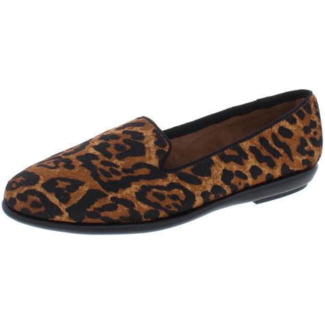 Aerosoles Sz M Kailee Loafer Smoking Flat Leopard Print Cowhair In