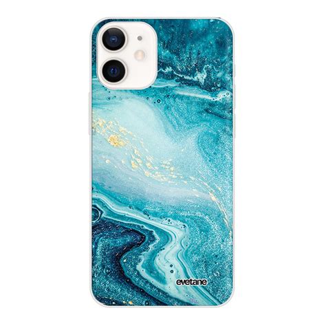 Sur Coque Pour Iphone Mini Int Grale Transparente Bleu Nacr