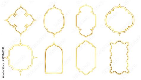 Vector Collection Of Golden Oriental Style Islamic Window And Frame