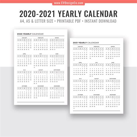 Printable Calendar For 2020 And 2021 Free Letter Templates