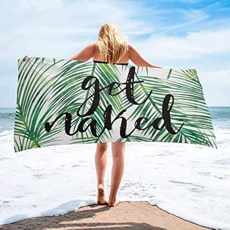 Microfiber Beach Towel Get Naked Tropical Leaves Personalized Quick