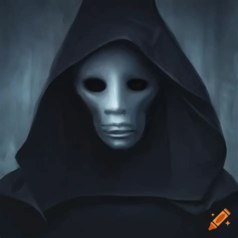 Mysterious Figure In A Hooded Cloak With An Enigmatic Mask