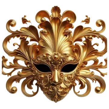 Golden Carnival Venetian Mask Decorated Carnival Venetian Mask