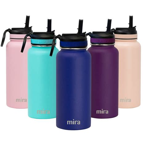 MIRA 32 oz Stainless Steel Water Bottle with Straw Lid | Vacuum ...