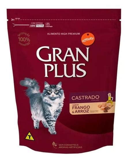 Ração Gran Plus Para Gatos Castrados Frango E Arroz 1kg Agropet