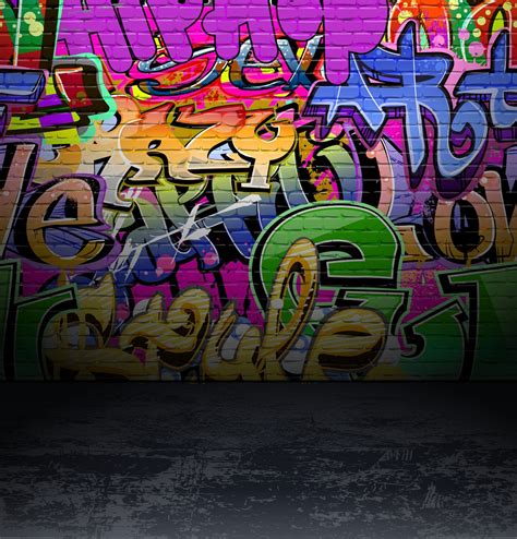 Graffiti Backdrop Colored Brick Wall Distressed Concrete