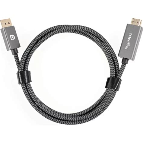 Кабель Telecom DisplayPort M-> HDMI M 4K@60Hz 1.8m Telecom,оплетка ...