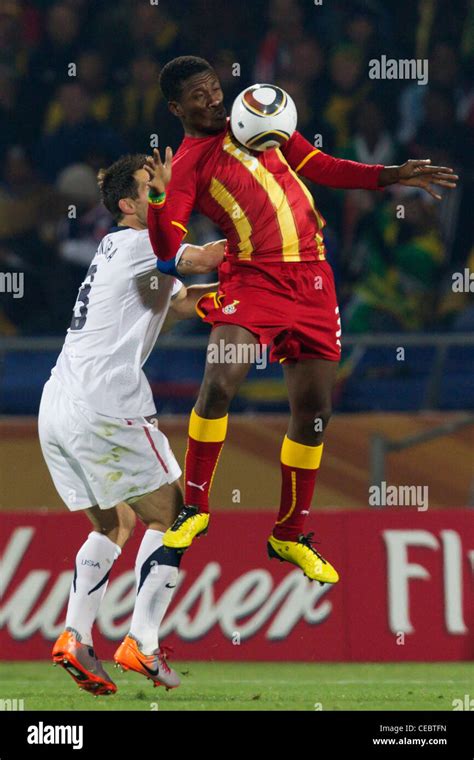 Asamoah Gyan Of Ghana Brings The Ball Down During A Fifa World Cup