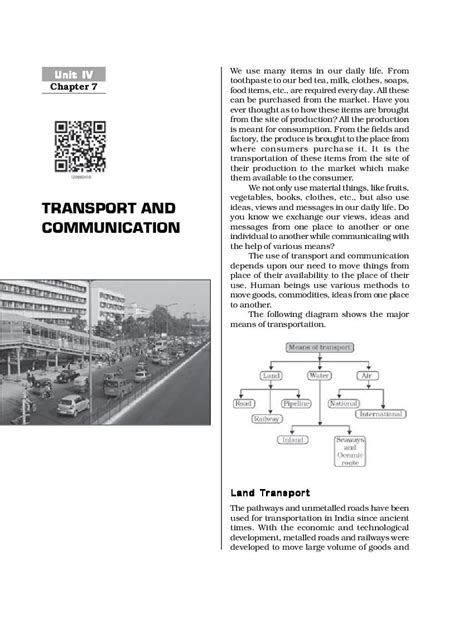 Ncert Book Class Geography Chapter Transport And Communication