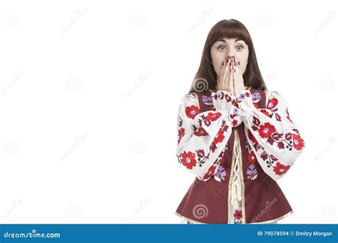 Portrait Of Frightened Caucasian Brunette Female Stock Photo Image Of National Long