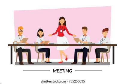 Business People Having Board Meetingvector Illustration Stock Vector