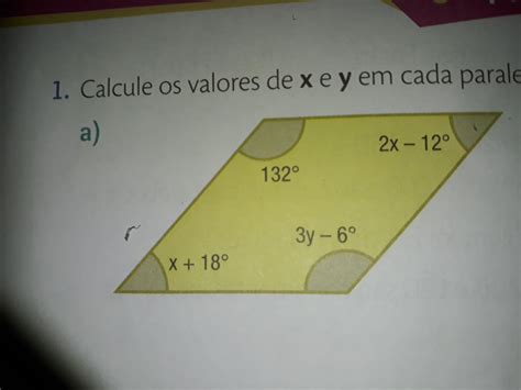 Calcule Os Valores De X E Y Em Cada Paralelogramo A Seguir Brainly Br