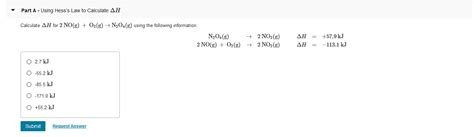 Solved Part A Using Hesss Law To Calculate Ah Calculate