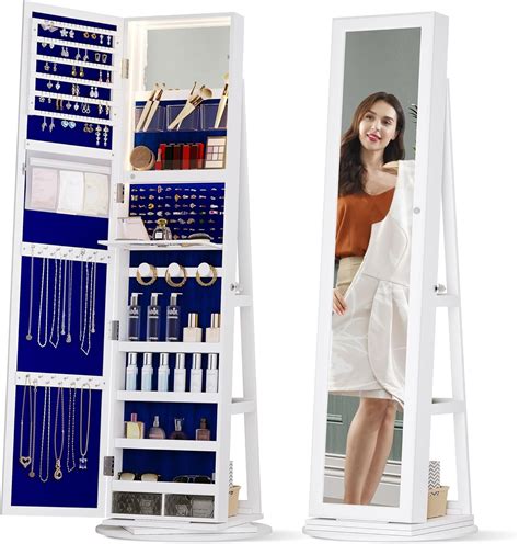 Kasibie Mirror Jewelry Cabinet With Storage Jewelry Armoire With Full