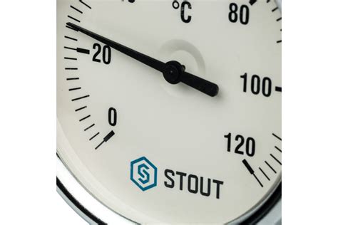 Термометр Stout биметаллический с погружной гильзой. Корпус Dn 80мм ...
