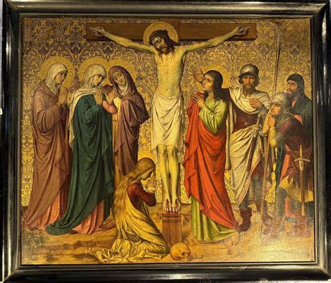 Proantic Grande Huile Sur Cuivre Crucifixion Xix