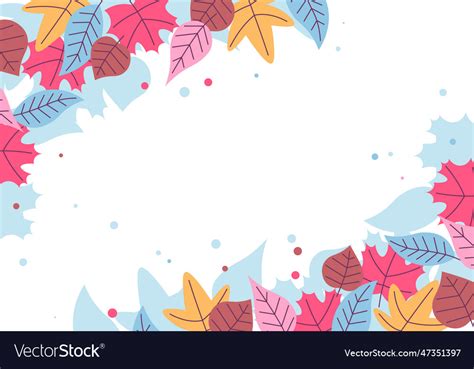 Abstract Flat Hand Draw Autumn Leaves Background Vector Image