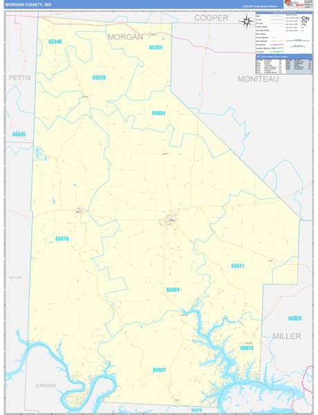 Morgan County Mo Zip Code Wall Map Basic Style By Marketmaps Mapsales