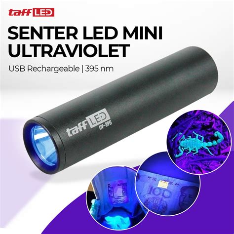 Taffled Senter Led Mini Ultraviolet Uv Light Usb Rechargeable Nm