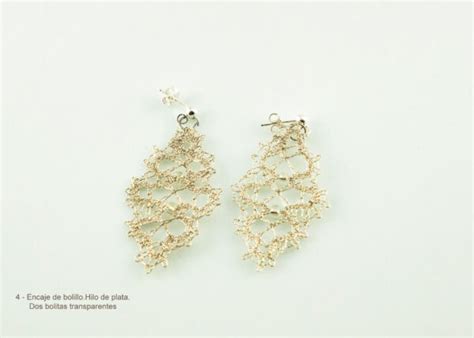 Silver Thread Bobbin Lace Earrings With Pearls