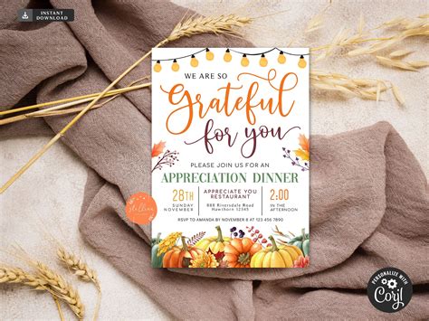 Fall Appreciation Invitation Grateful For You Teacher Staff Etsy