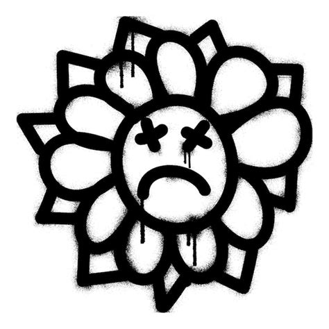 Premium Vector Sunflower Emoticon Graffiti With Black Spray Paint