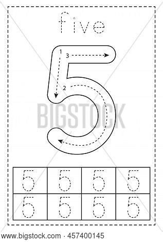 Tracing Number Five Vector Photo Free Trial Bigstock