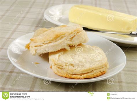 Buttered biscuit stock photo. Image of knife, golden - 17339380