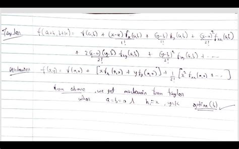 Maclaurin theorem for a function of two variable obtain taylor's ...