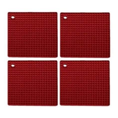 Kit Descansos De Panela Silicone Quadrado Vermelho Yazi Shopee Brasil