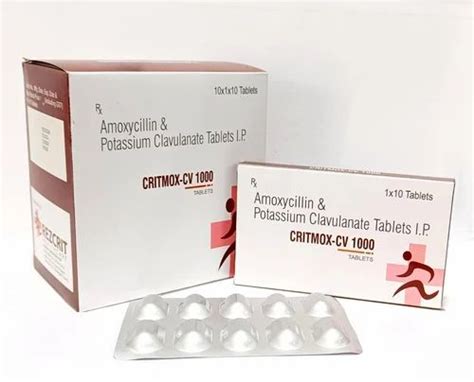 Critmox Cv 1000 Amoxyclav Amoxycillin Clavulanate 1000MG Tablet