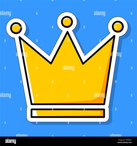 Flat Yellow Crown Sticker Vector Illustration Stock Vector Image And Art