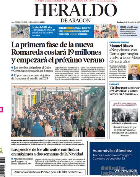 Periodico Heraldo De Aragon 10 12 2023