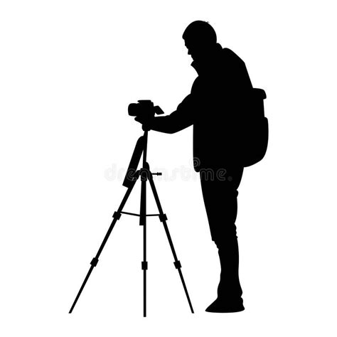 Silhouette of Photographer Holding Camera with Tripod Vector ...