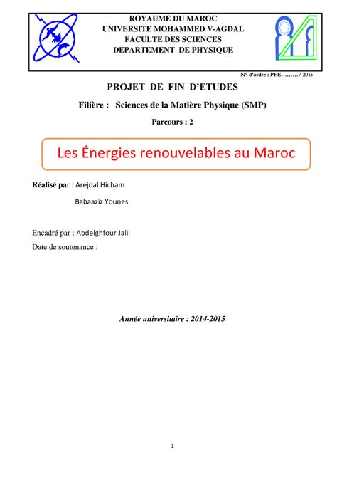 Sdic Pl Pfe Chimie N Dordre Pfe Projet De