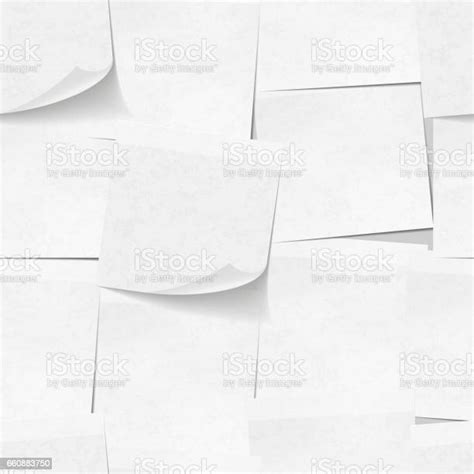 Realistic White Sticky Notes Seamless Pattern Stock Illustration