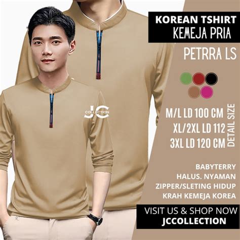 Jual Kaos Pria Lengan Panjang Jumbo Korea Variasi Seleting Pettra