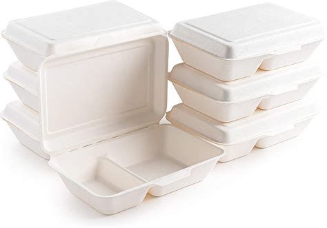 Disposable Clamshell To Go Containers Bagasse Fiber Biodegradable