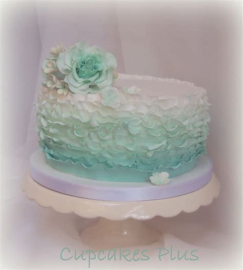 Teal Ombre Ruffle Cake Cakecentral