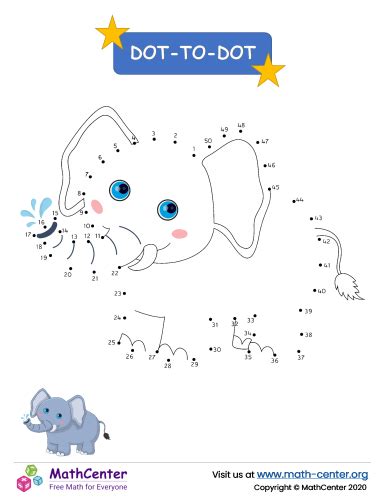 Elephant Dot To Dot To 50 Coloring Activities Math Center