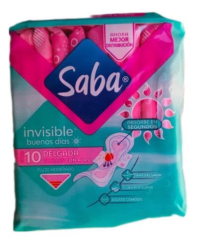 Caja Toallas Saba Invisibles Con Alas 12 Paquetes De 10 Pzas Mayoreo