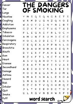 The Dangers Of Smoking Word Search Puzzle Activities Tpt