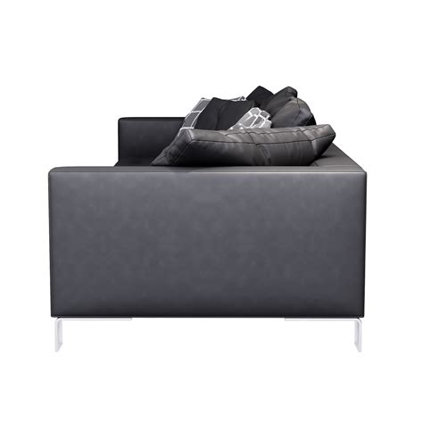 3d Furniture Side View Modern Black Leather Sofa Isolated 16774661 PNG