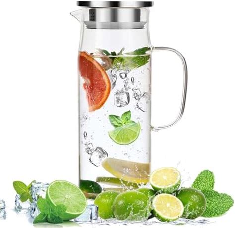 Litimkat L Carafe En Verre Carafe Eau Avec Couvercle Et Anse