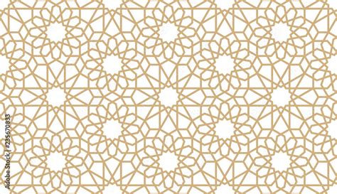 Seamless Gold Oriental Pattern Islamic Horizontal Background Arabic