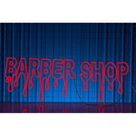 Glowneon Barber Shop Typography Neon Sign Long Lasting Wall Decor