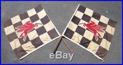 Vintage S S Mobil Oil Racing Checkered Flags With Pegasus Not