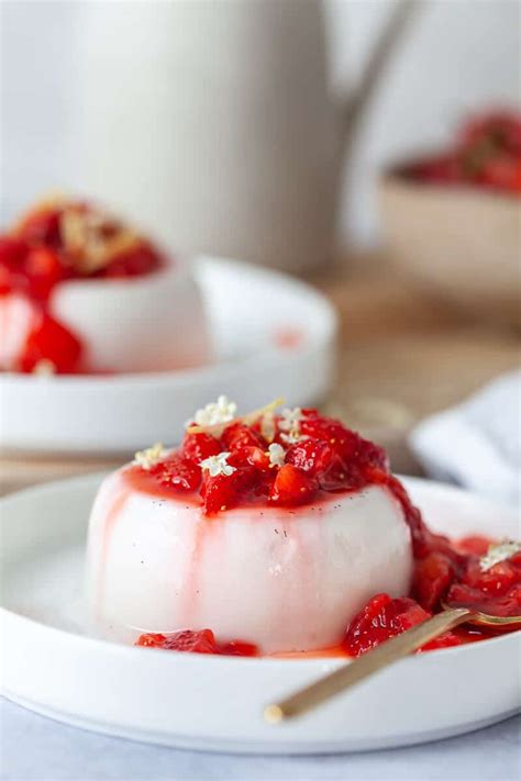 Vegan Coconut Panna Cotta With Strawberry Sauce Vibrant Plate